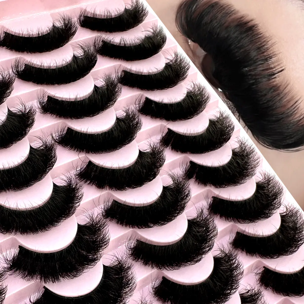 3D Mink False Eyelashes Bulk - 20 Pairs Russian Volume, Fluffy Natural, Thick Dramatic D Curl Lashes, Wholesale Cosmetic 3D Lash Extension Makeup (False Eyelashes & Adhesives Category)