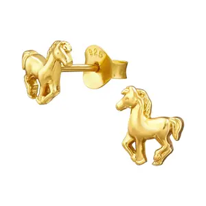 Horse Stud Earrings - Pair - 925 Sterling Silver