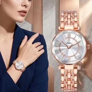 [Mother's Day Gift] Women's Rose Gold Tone Dress Watch with Diamond-Cut Faceted Glass, Elegant Sunray Dial with Crystal Rhinestones and Roman Numerals, Quartz Analog Stainless Steel Bracelet Wrist Watch Gift