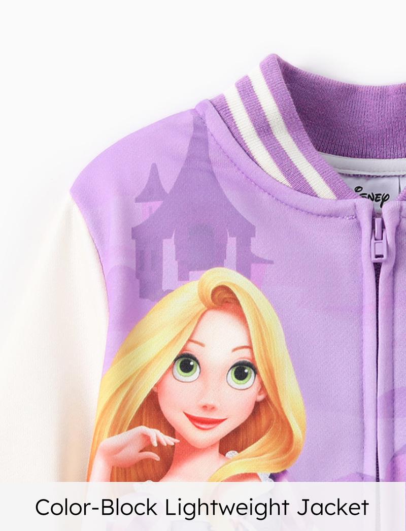 Disney Princess Kids' Baseball Jackets Featuring Moana Rapunzel & Other Princesses Colorful Printed Cute Style