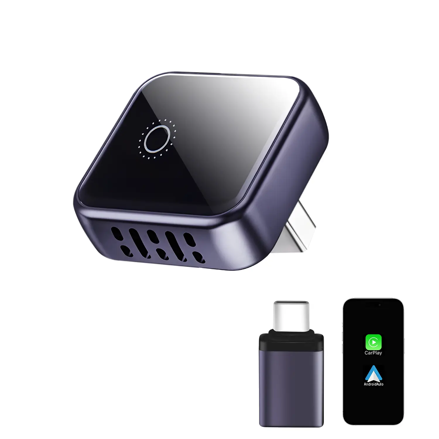 Wireless CarPlay & Android Auto Adapter, 2-in-1 Plug & Play CarPlay Convert Wired to Wireless with USB & Type-C, Low Latency, Bluetooth Car Play Adapter with iPhone & Android