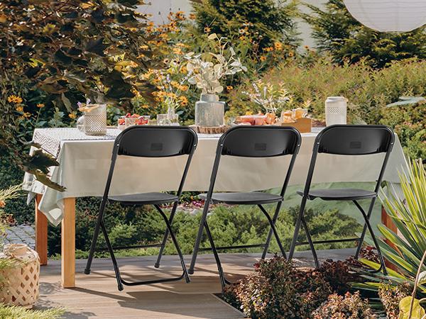 4/6/10 Pack  Plastic Folding Chair, Indoor Outdoor Portable Stackable Commercial Seat with Steel Frame 330lb Capacity for Events Office Wedding Party Picnic Kitchen Dining