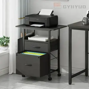 2 Drawer File Cabinet with 24'' Extended Desktop, Mobile Filing Cabinet, Rolling File Cabinet with Side Bag, Fabric Drawer, Fits A4/Letter Size, Printer Stand Home Office, Black