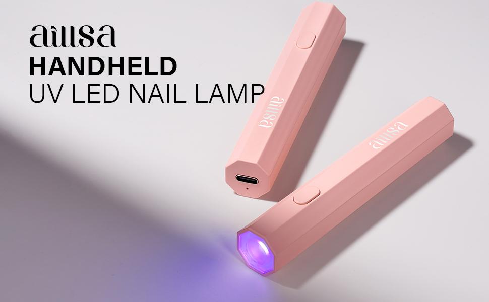 AILLSA Handheld UV Light for Gel Nails, Flash Cure LED Nail Lamp, Mini Portable Cordless for Fast Drying Home Salon for Fast Nail Extension,Rhinestone Glue Decoration,Gel Nail Strips at Home,Travel