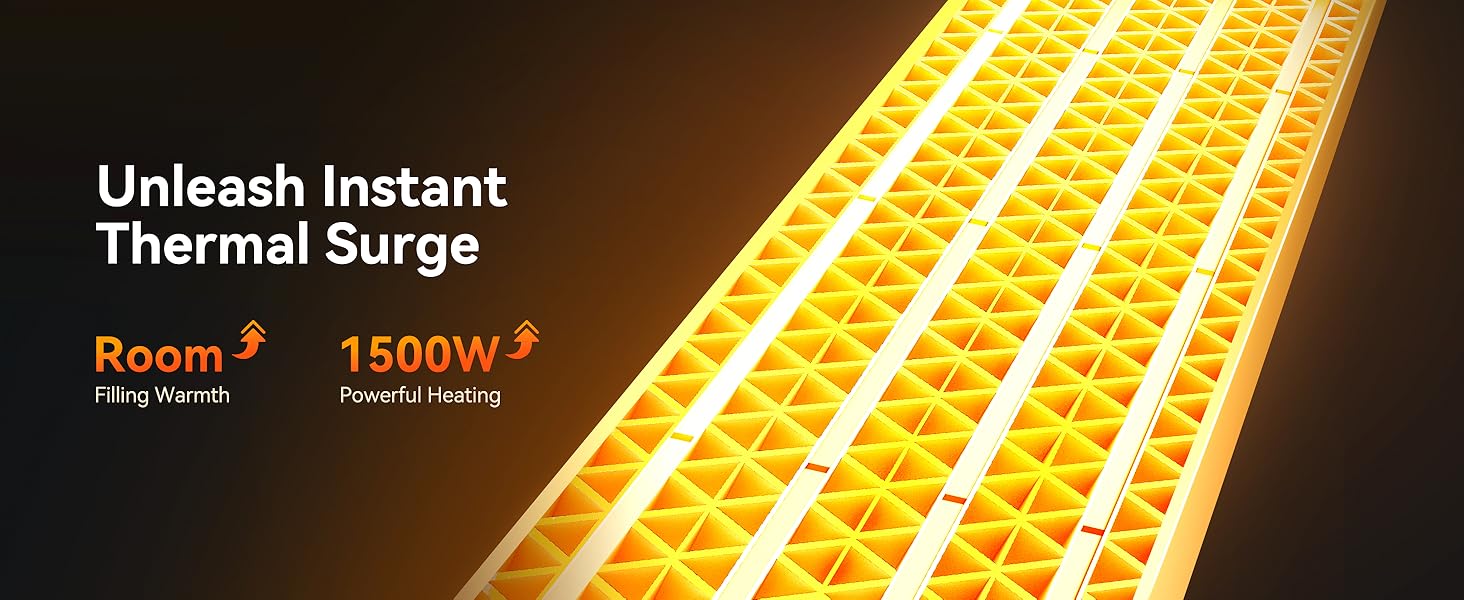 Givebest Wall Heater for Indoor Use, 1500W Electric Space Heater, 120°Vertical Oscillation,Compatible with Alexa, Adjustable Thermostat, Remote Control, 24H Timer, Easy-mounted Heater for Indoor Use