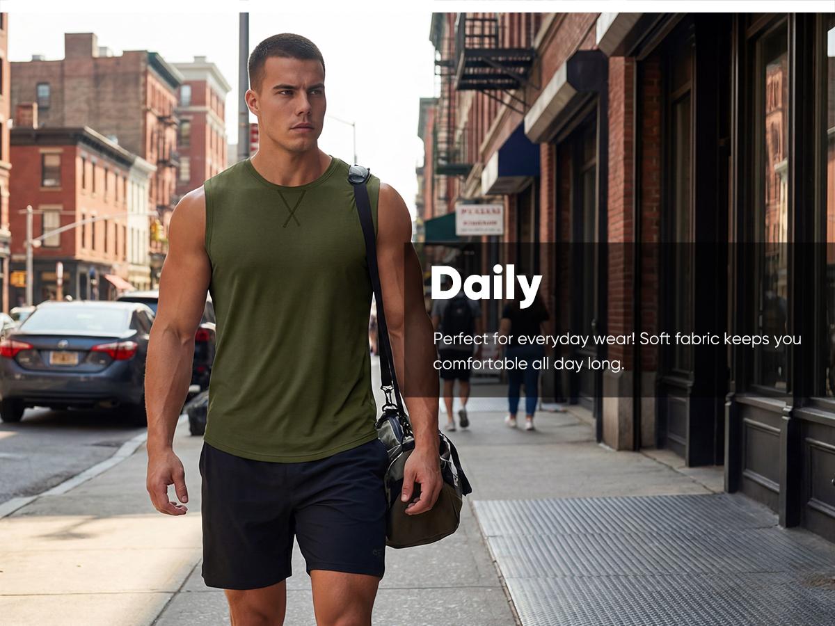 JMIERR Mens 3 Pack Cotton Tank Top Hipster Hip Hop Longline Crewneck Sleeveless Shirts