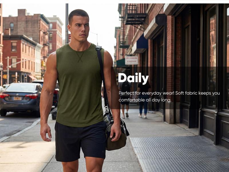 JMIERR Mens 3 Pack Cotton Tank Top Hipster Hip Hop Longline Crewneck Sleeveless Shirts