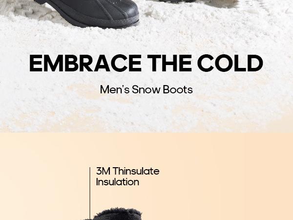 NORTIV 8 Men's Wide Fit Waterproof Winter Snow Boots