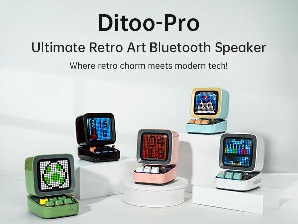 Divoom Ditoo Programmable Pixel Art LED Bluetooth Speaker Showing Clock Emoji DIY Design for Home Wedding Party Decoration with Wireless App Control Mini Gift Audio Smartphone Pink