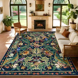 Geanup Washable Bird Rug Non Slip, Soft Boho Floral Kitchen Laundry Rug with Rubber Backing, Low Pile Runner Rug for Entryway Bedroom Living Room Bathroom
