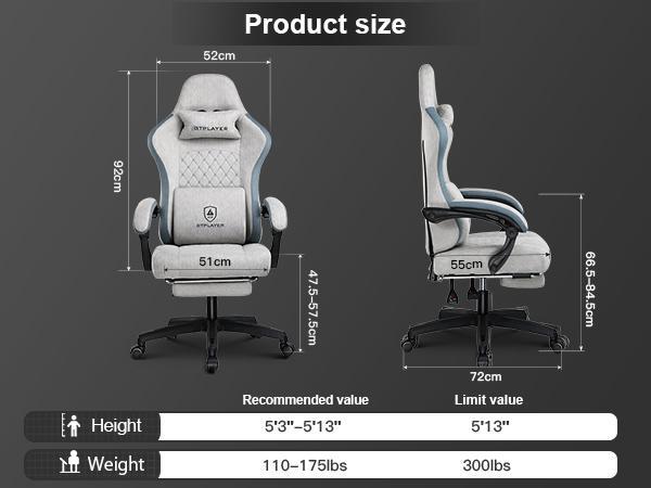 【2026 Promotion】GTPLAYER Gaming Chair, Technical Fabric Office Chair with Pocket Spring Cushion, Linkage Armrests and Footrest, High Back Ergonomic Chair, Adjustable Comfortable Modern