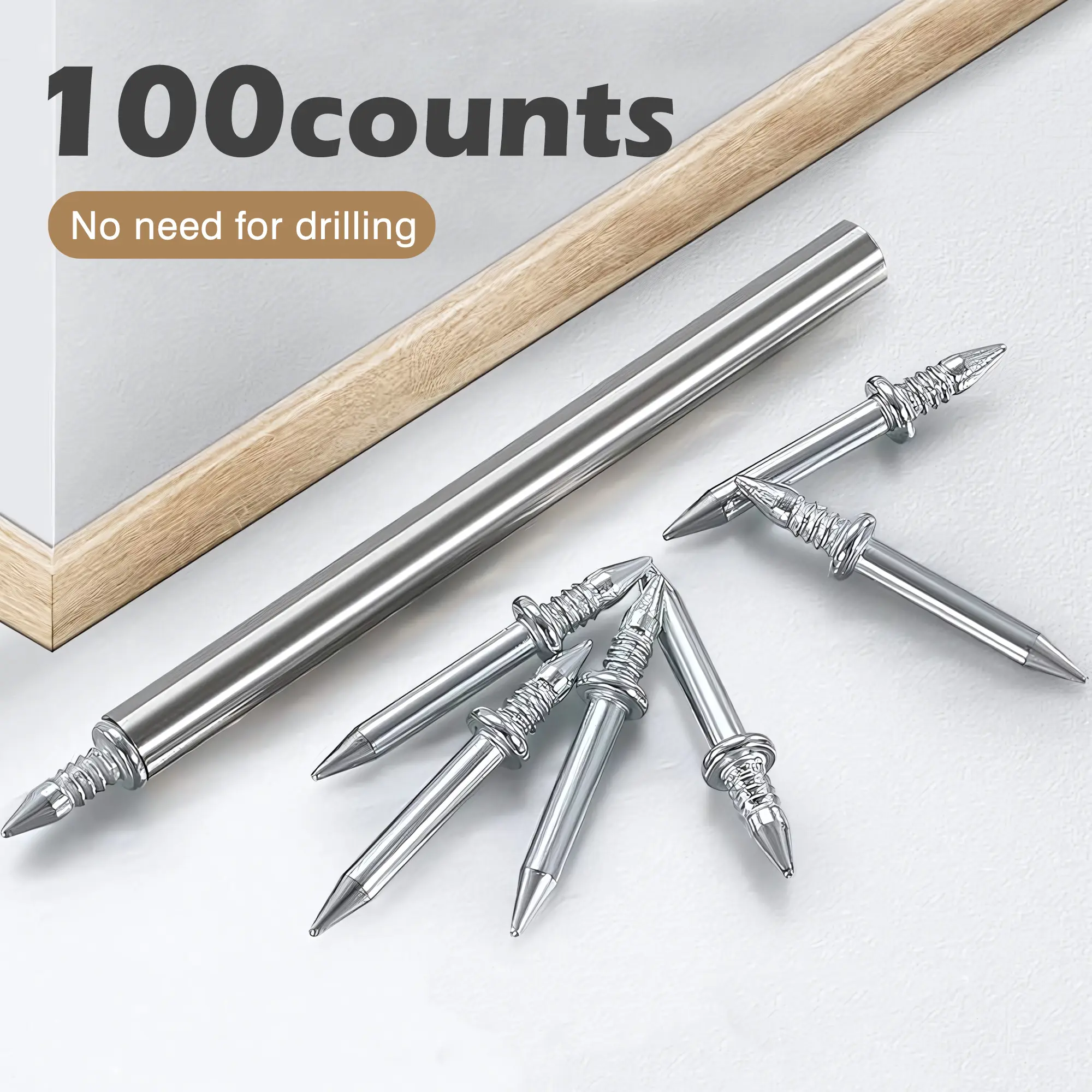 100 Double-Headed Carbon Steel Baseboard Nails - Corrosion-Resist, Seamless Install, Traceless Fixation for Solid Wood Baseboards, Panel Wall Fix, Home Decoration Handcrafting