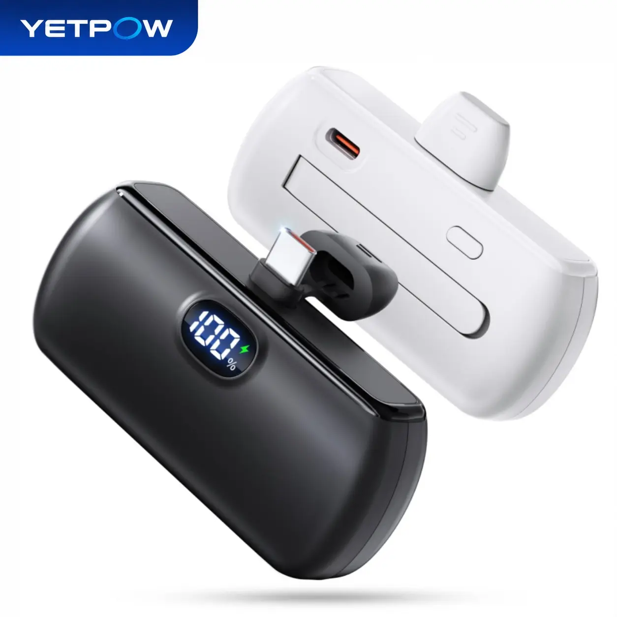 YETPOW 2-Pack Compact Rechargeable Battery Power Bank Z6,5000mAh 22.5W USB-C Fast Charging Mobile Accessory with LCD Display, Portable Charger for iPhone 17/16/15 & Smartphones, Travel Essential, Manufacturer Warranty,back to school tiktokshopbacktoschool