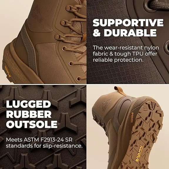 【SummerFinds】NORTIV 8 Men's Nano Composite Toe Work Safety Boots, Nylon Cuban Lace-Up with Side Zipper, All-Season Round Toe Warehouse Carpenter Footwear, Outdoor Closed Injury Prevention Shoes, Men's Shoes, Footwear