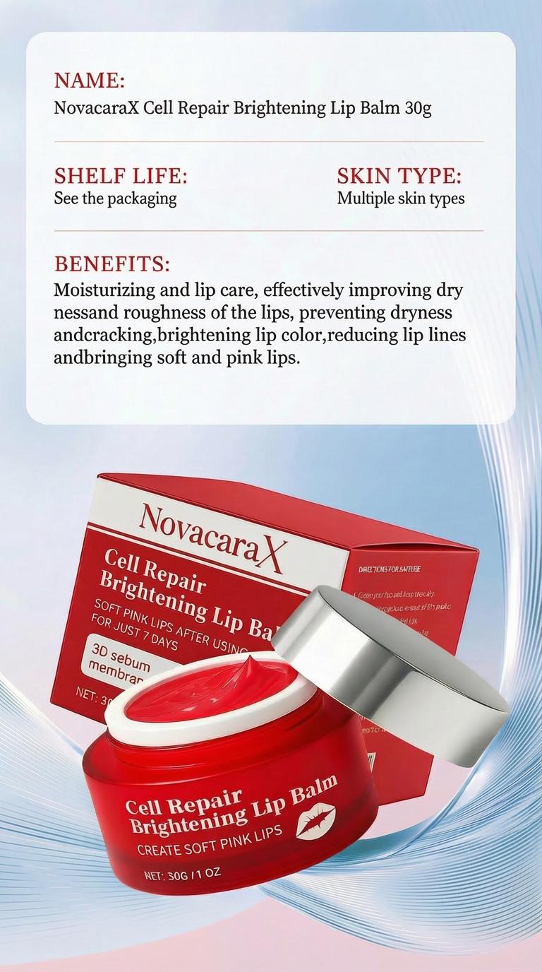 NovacaraX Brightening Lip Balm – Unisex Formula, Suitable for Dull Lips and Lip Problems Caused by Smoking – Softens, Moisturizes, and Provides Long-Lasting Protection.