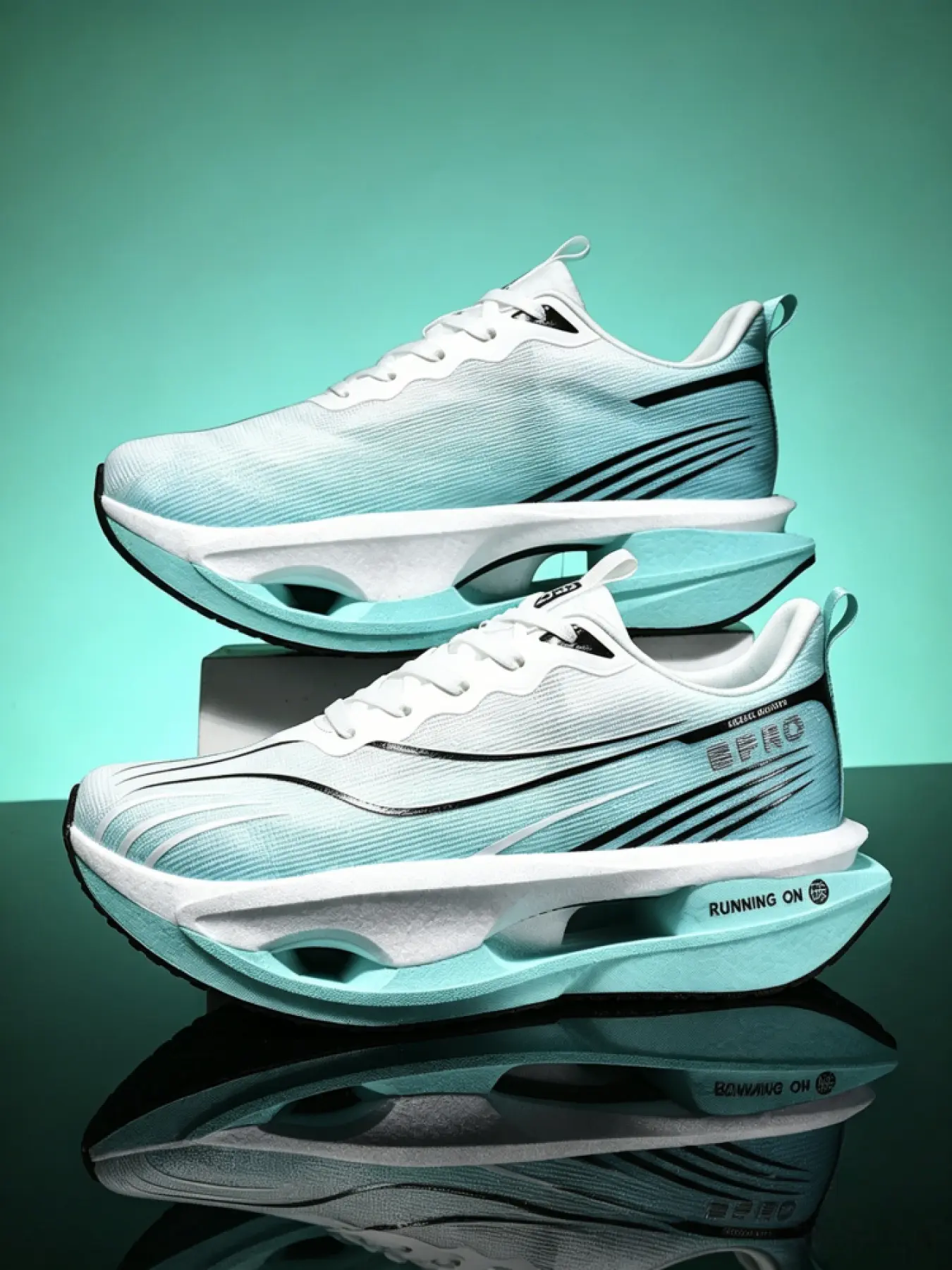 6 Colors Gradient Line Print Carbon Plate Sneakers, Trendy Trainers, Hollow Out Sole Lightweight Design, Unisex Sizes 35-45, Flexible Rebound Campus Casual Sports Shoes