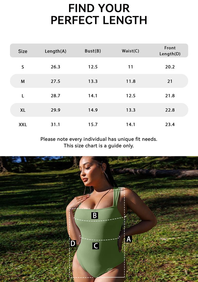 OQQ Women's 3 Piece Ribbed Bodysuits - Sexy Square Neck Sleeveless Tank Top Design - Stretchy  Soft Womenswear Underwear Lady Comfort Trendy Girl Party