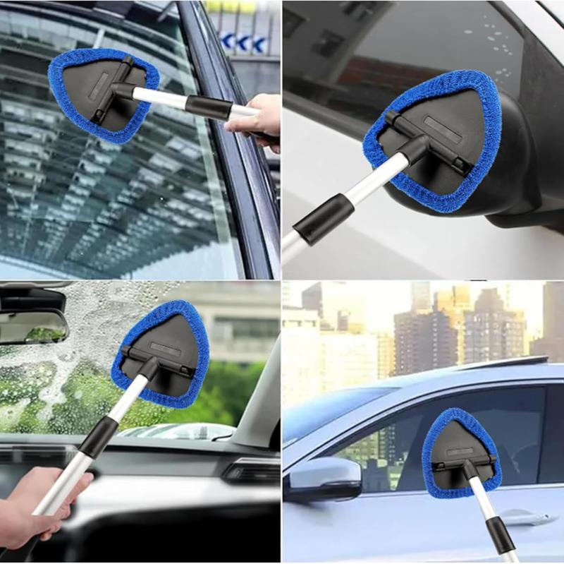 2026 Extendable Windshield Cleaning Tool – Microfiber Pads Car Window Cleaning Wiper for Interior & Exterior, Pivoting 180° Head,Home Car Cleaning Kit, High-Efficiency Glass Cleaning Tool, Automotive Accessories, Window Cleaning Supplies
