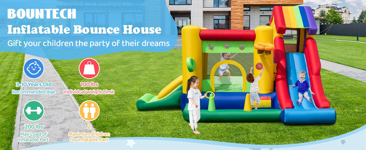 COSTZON Mini Bounce House, Inflatable Bounce House w/Blower, Inflatable castle for Backyard, Outdoor, Party Gift for kids children,fathersdaygift COSTZON Mini Bounce House, Inflatable Bounce House w/Blower, Inflatable castle for Backyard, Outdoor, Party Gift for kids children,fathersdaygift