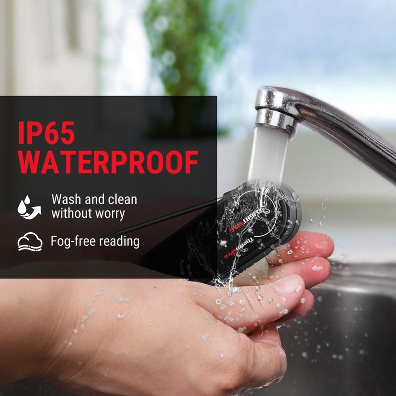 [BBQ Season]ThermoPro 1-S Read Digital Meat Thermometer, Auto-Rotating Display, Waterproof for Cooking, BBQ, Grill, Kitchen Measuring Utensils Black  Modern Kitchenware Compact