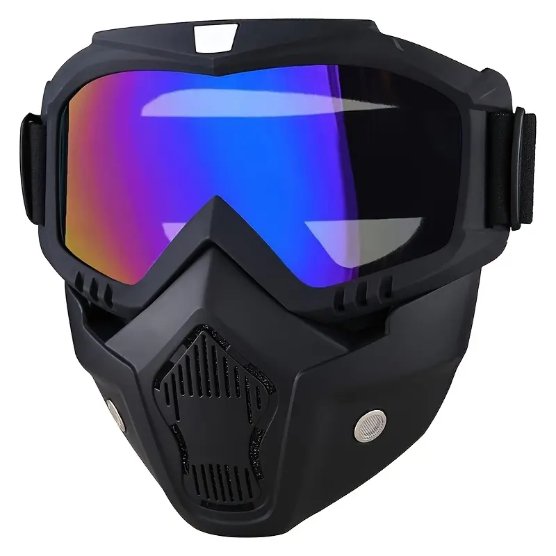 Unisex Full-Face Ski Goggles Mask - Anti-Fog Lenses, Comfortable Sponge Padding, Detachable Design, Adjustable Protective Gear, Fog-Free Focus