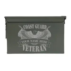 Laser Engraved - COAST GUARD - Veteran [YOUR NAME] Grade 1 Ammo Cans - 30 Cal, 50 Cal or Fat 50