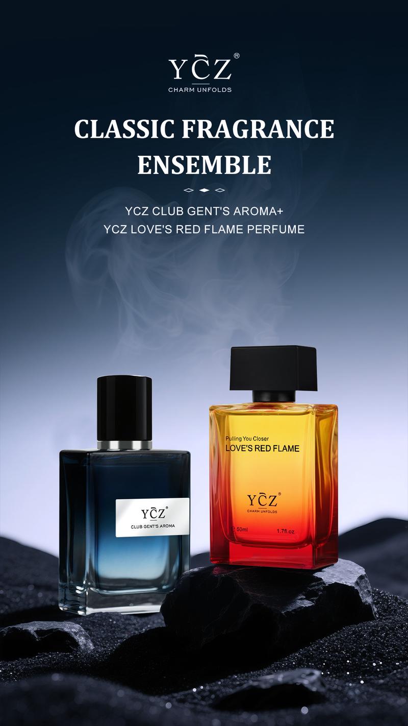 YCZ Men's EDP 2-Piece Set Club Gent's Aroma & Love's Red Flame 50ml Each Aromatic Woody Fruity Chypre Long Lasting Fragrance for Night Daily Wear Gift Bundle Cedarwood Amber Arabian Perfume Oil YCZ Men's EDP 2-Piece Set Club Gent's Aroma & Love's Red Flame 50ml Each Aromatic Woody Fruity Chypre Long Lasting Fragrance for Night Daily Wear Gift Bundle Cedarwood Amber Arabian Perfume Oil