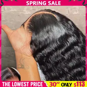 Bling Hair 9x6 Deep Wave Glueless Wig Human Hair 180% Density Deep Wave Wigs Ready To Go HD Lace Closure Wig