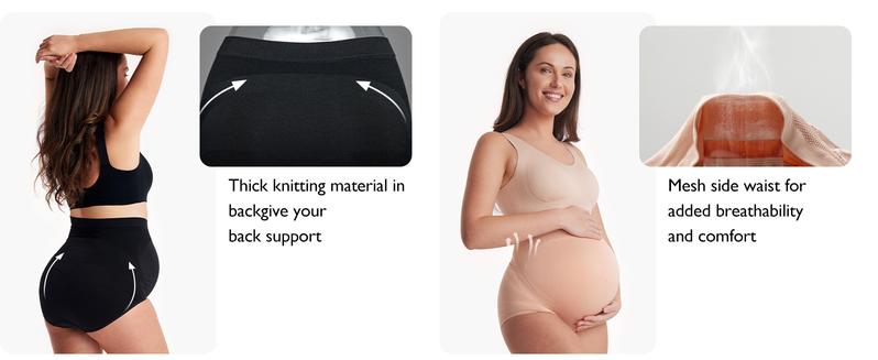 Momcozy Women's Maternity High Waist Underwear Pregnancy Seamless Soft Belly Support Panties Over Bump 3 Pack