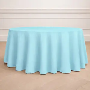 Polyester Round Tablecloth 120" Light Blue - Durable & Seamless Table Cover