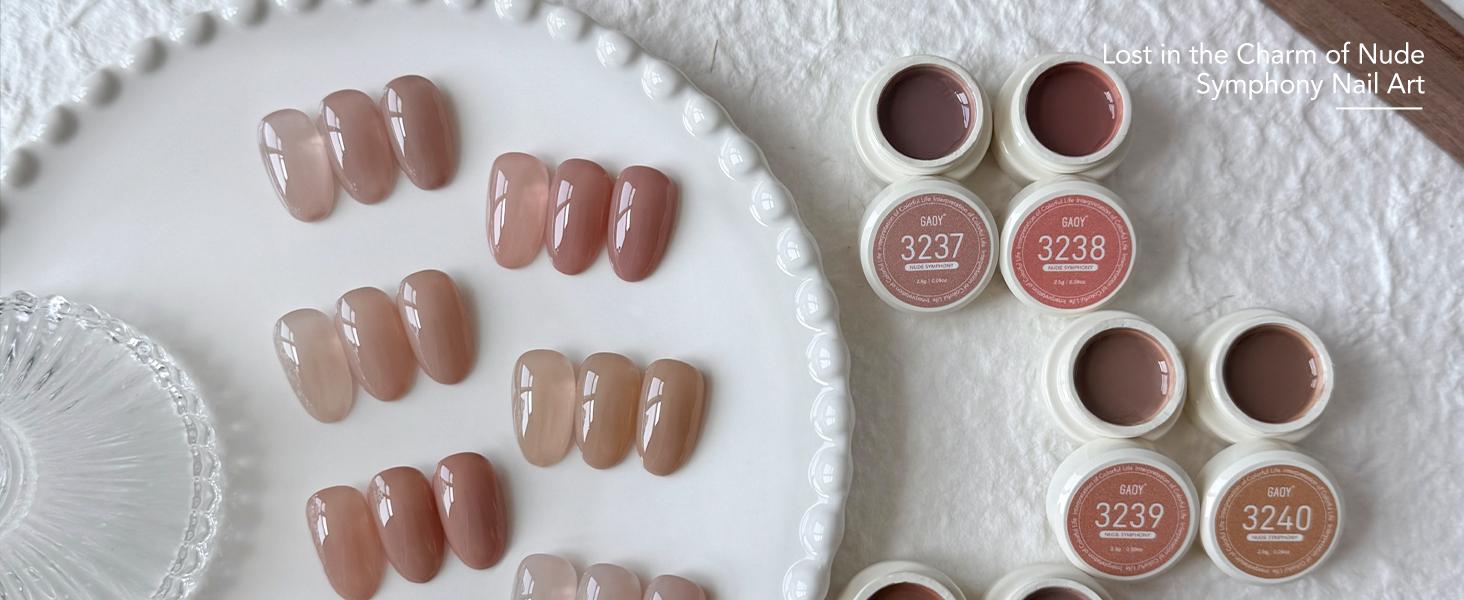 GAOY Nude Symphony Natural Jelly Gel Nail Polish Set, 6 Colors Sheer Pink UV Gel Polish, for Salon Manicure & Nail Art DIY at Home
