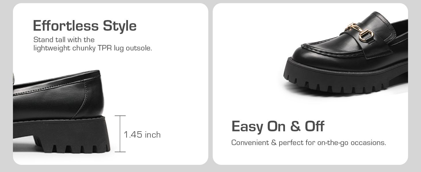 DREAM PAIRS Womens Loafers, Slip-On Platform Chunky Heel Penny Loafers for Women, Comfortable Womens Business Casual Shoes