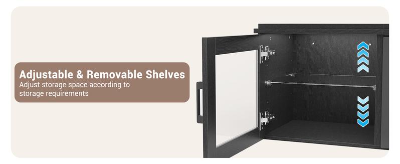 【Ships 2 Packages】oneinmil 70" Floating TV Stand with 36" Electric Fireplace, High Gloss Finish Wall Mounted Fireplace Entertainment Center with Storage for TVs Up to 80", Black TV Stand and Black Fireplace