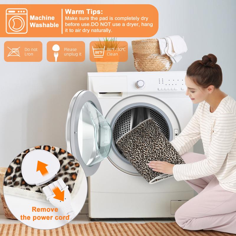 Heating pad, 33  x 17 inches, 24  x 12 inches, with 6 temperature levels and 4 time settings, portable, heated back, neck, shoulders, and legs, machine washable, perfect holiday gift for men and women, Christmas gift