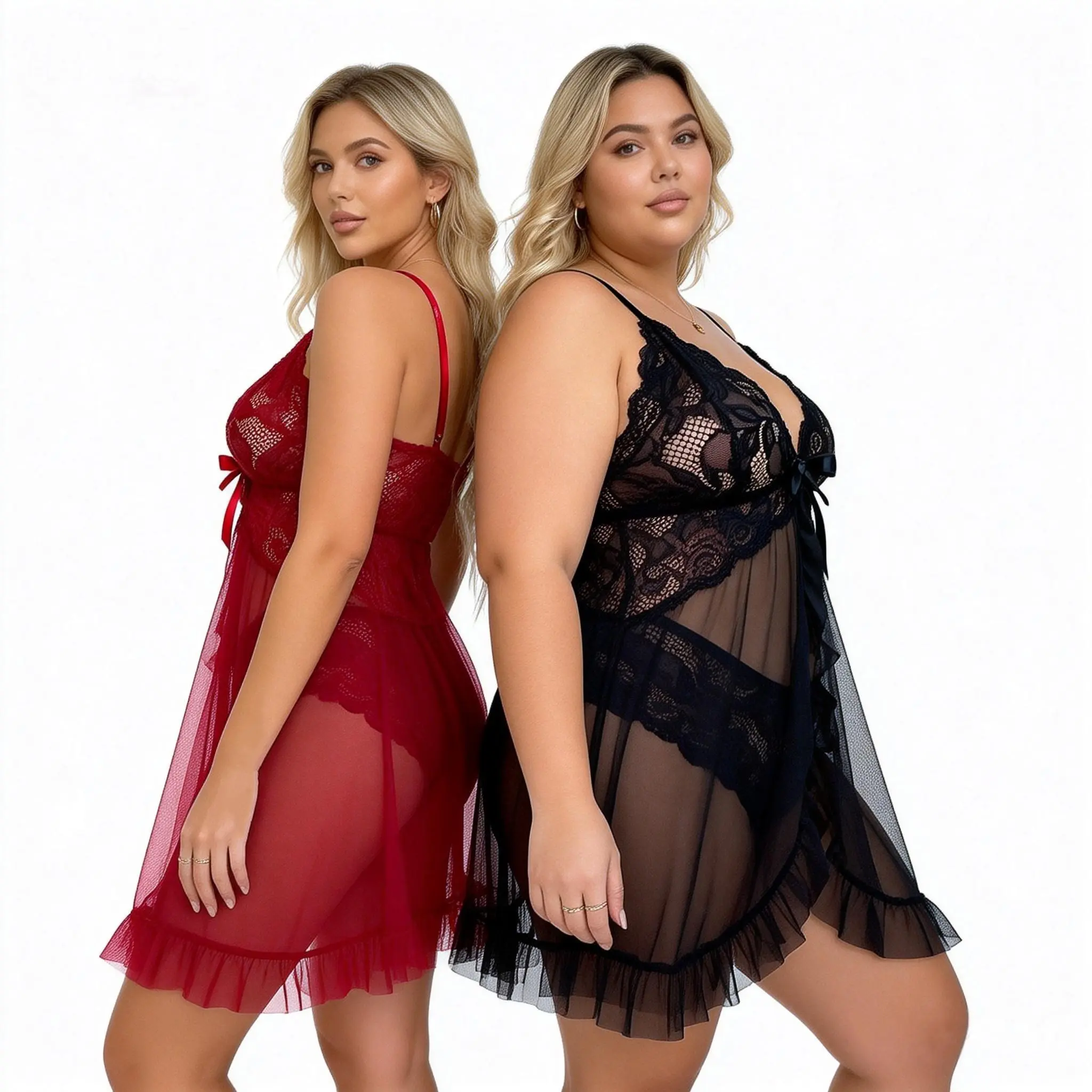 Women's 2-Piece Lingerie Set, Soft Fabric Wrap Cami and Panty with Contrast Lace Ruffle Trim, Adjustable Spaghetti Straps for a Perfect Fit Elegance Nightwear