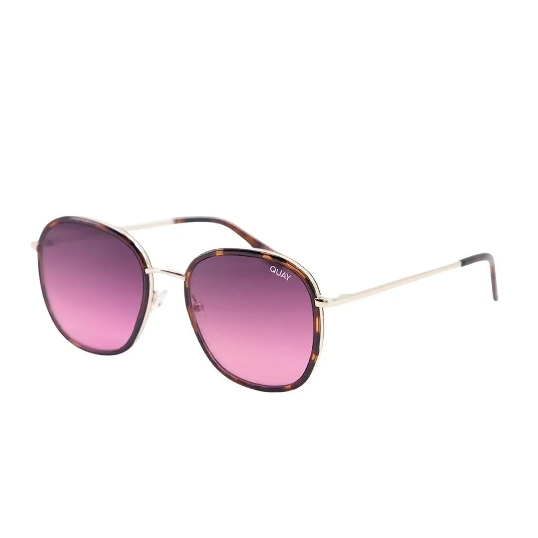 QUAY AUSTRALIA Women's Jezabell Oversized Round Metal Sunglasses - Inlay Detail, Adjustable Nose Pads for Low Bridge Fit, Sunglasses Frames, Fashion Accessory, Oversized Glasses, Classic Shades, Stylish Accessories, Statement Frame Glasses, Round Shape, A