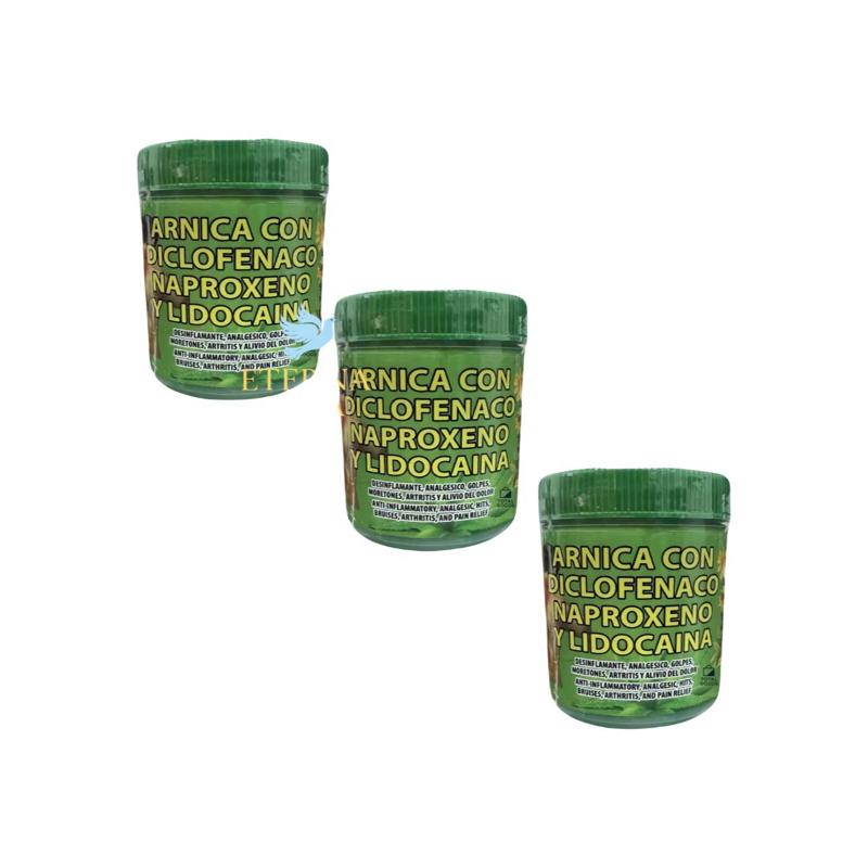 3 Pack Arnica Con Diclofenaco Naproxeno y Lidocaina 120g