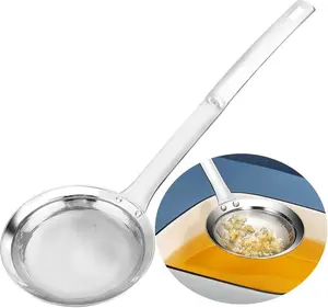 Filter Scoop Stainless Steel Fat Skimmer Spoon Fine Mesh Strainer Food Strainer With Handle Kitchen Oil Heavy-Duty