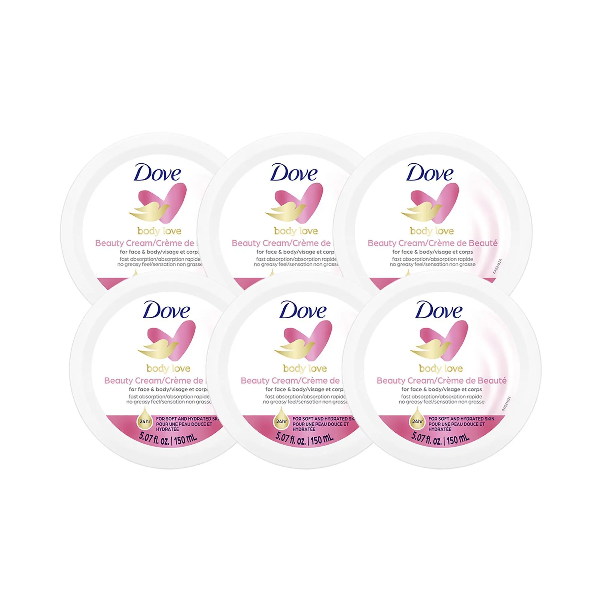 Dove Beauty Cream Moisturizing Face & Body Lotion Hydrating Skin Care 5 oz Pack of 6