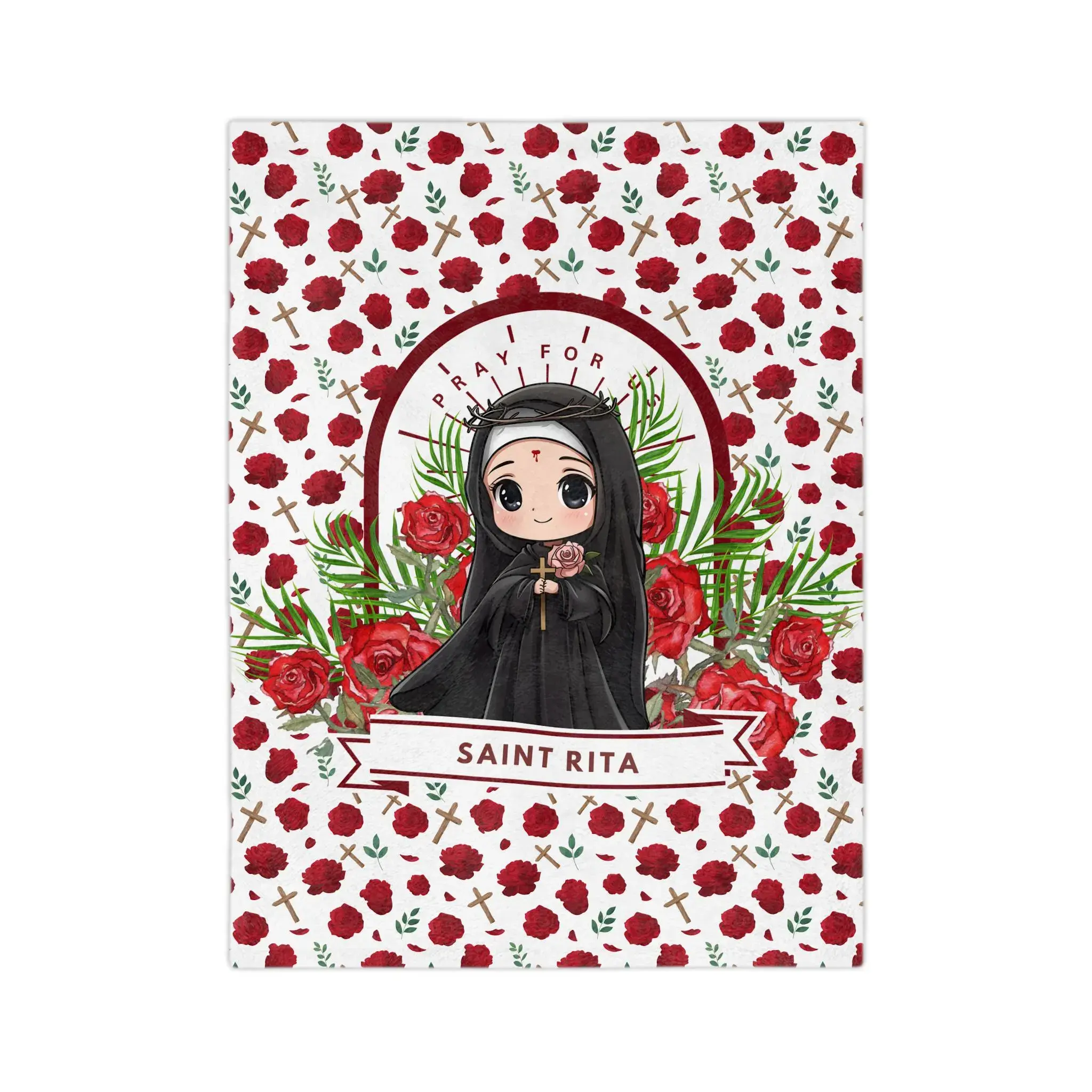 Saint Rita of Cascia, Catholic children's throw, baby swaddling, toddler and infant gifts, confirmation, baptism, first communion gift—blessed blanket