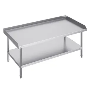 VEVOR Stainless Steel Work Table, 30 x 60 x 26 Inch Commercial Food Prep Worktable, 3-Sided Backsplash Heavy Duty Prep Worktable, Metal Work Table with Adjustable Height for Restaurant Home Hotel