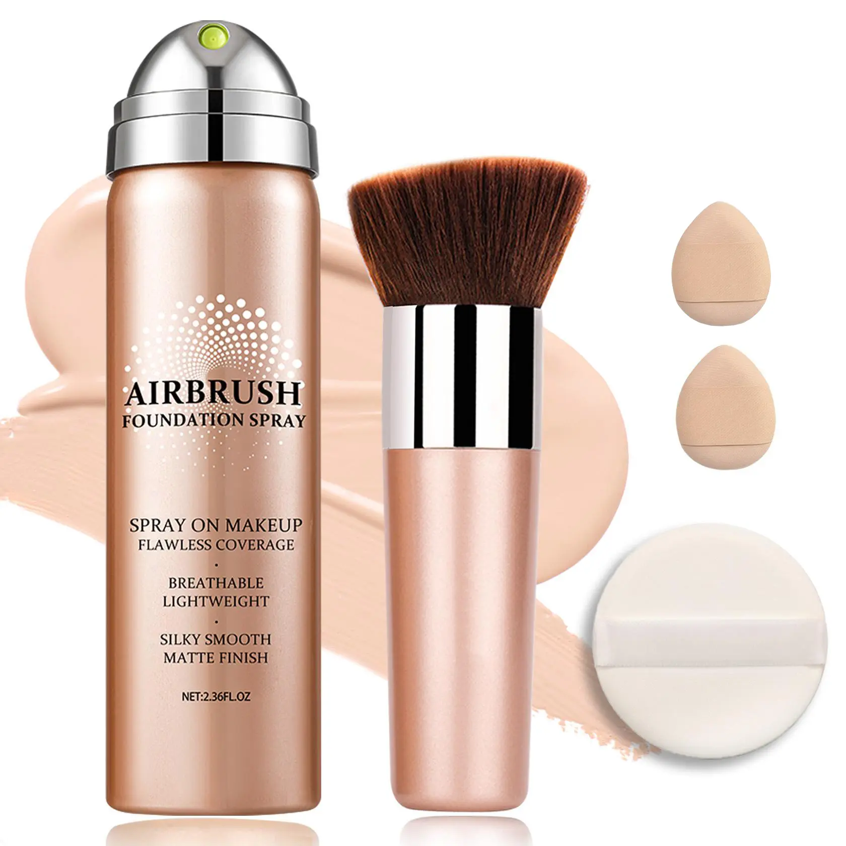 QIUFSSE Magic Minerals Airbrush Foundation - Cosmetics Products, Lightweight Cosmetic, Weightless Buildable Coverage, Hydrating Mist, Even Skin Tone, Breathable, Mature Skin Ideal, Multiple Shades, Airbrushed Finish