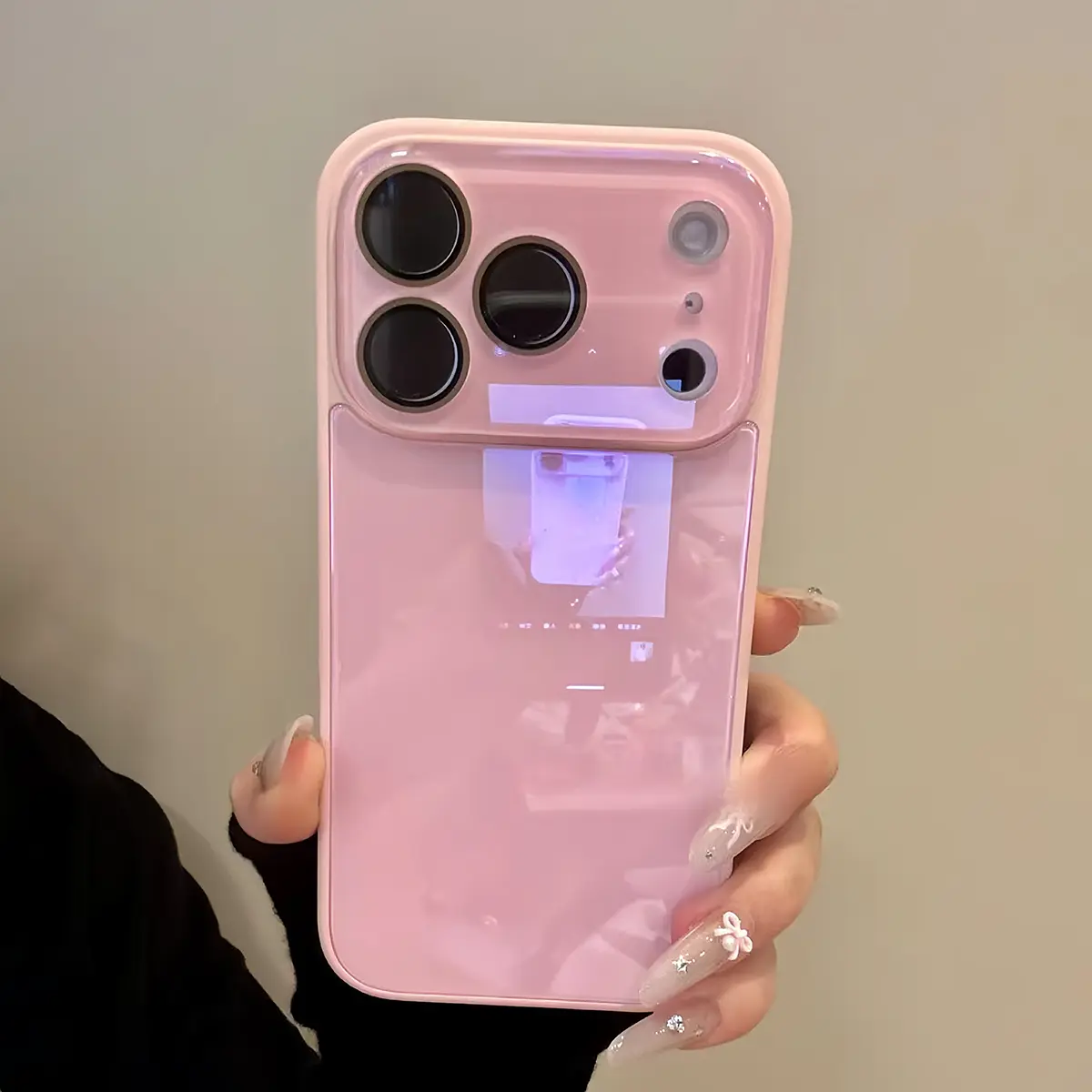 Cute Blush Pink Candy-Colored Glass Smartphone Casing, Skin-Feel Soft TPU Bumper & Hard Back, Full Lens Protection, Minimalist Design, Compatible with iPhone 17/17E/16/16E/15/14/13/12/11 Pro Max Plus Mini Handheld Cellphone Devices, Cover