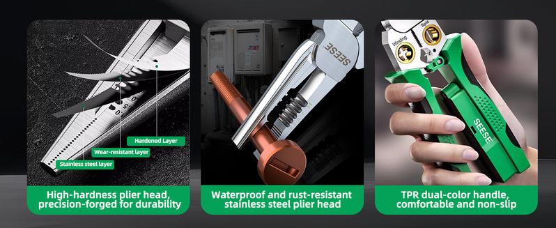 SEESE 8-In-1 Wire Stripper Twister for Cutting and Pulling Wires,Cable Scissors,Voltage Tester Pliers,12V to 250V Live,Hot Wire Judgment SEESE 8-In-1 Wire Stripper Twister for Cutting and Pulling Wires,Cable Scissors,Voltage Tester Pliers,12V to 250V Live,Hot Wire Judgment