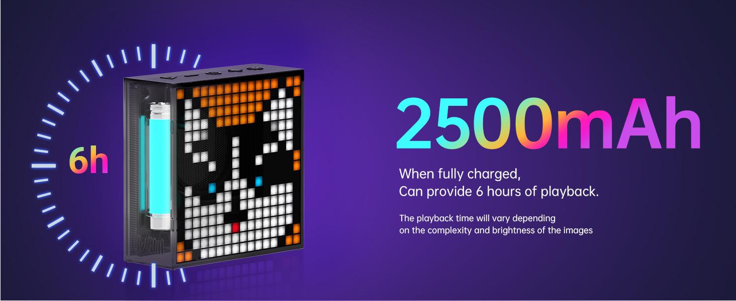 Divoom TimeBox Evo - Pixel Art Bluetooth Speaker with 16x16 LED Display APP Control - Cool Animation Frame & Gaming Room Setup & Bedside Alarm Clock- Black , speker gift Music Sound System Audio