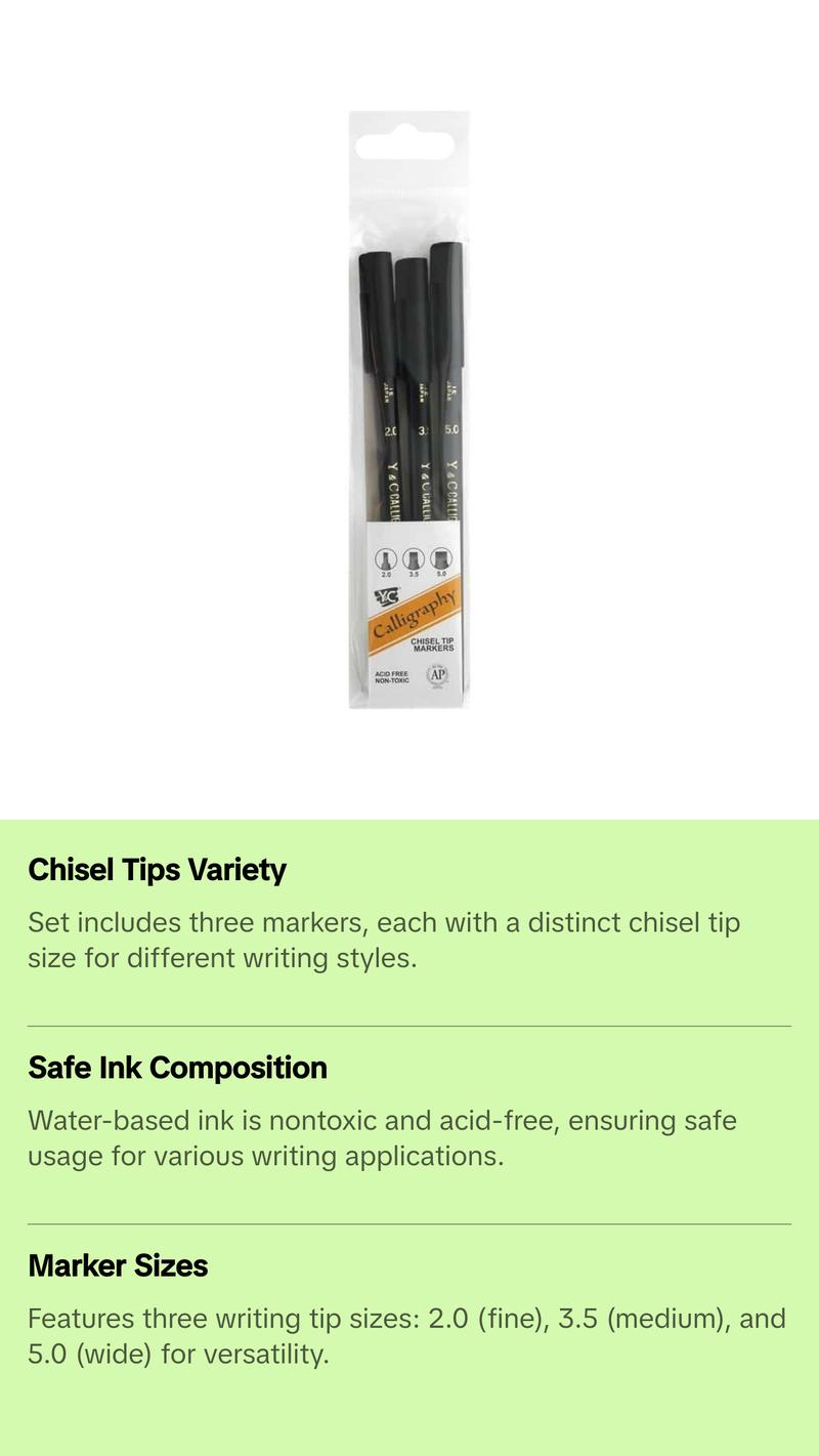 Yasumoto Calligraphy Chisel Tip Marker set of 3 Yasumoto Calligraphy Chisel Tip Marker set of 3
