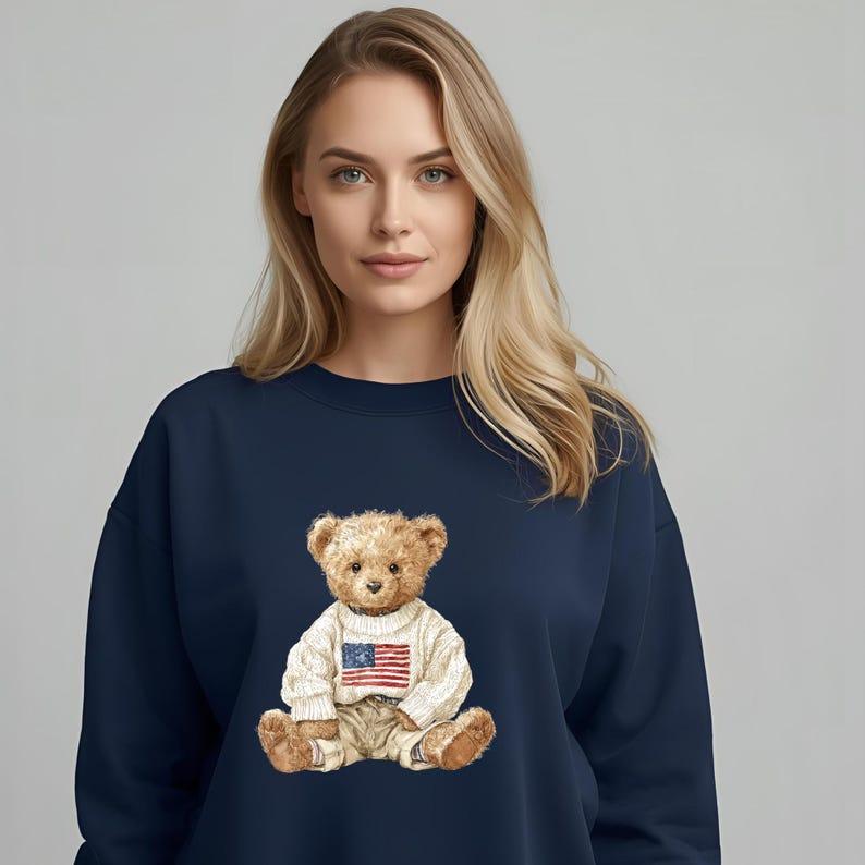 Cozy Teddy Bear Flag Sweatshirt Unisex Fall Holiday Gift Cotton( Casual Long Sleeve Batwing miss a store marine ball attire Distressed Unisex Ice T-Shirt sweatshirt bubble)