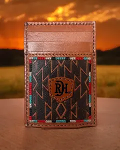 Red Dirt Hat Co. Brown Southwestern Tooled Leather Money Card Case 23111875M11