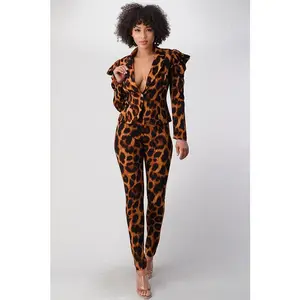 Fancy Leopard Blazer And Pants Set