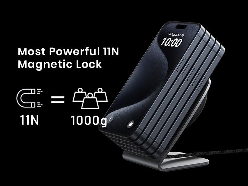 INIU Wireless Charger, 15W Fast Charging Magnetic Wireless Charger Stand Travel Essential Wireless Charging Station with Sleep-Friendly Adaptive Light, for iPhone 17/16/15/14/13/12 Series Airpods Multifunctional Portable Adapter Smartphone Multifunctional